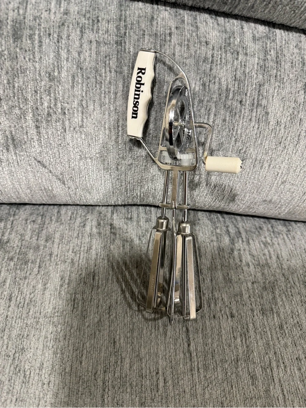 Vintage Robinson stainless steel manual hand mixer or egg beater